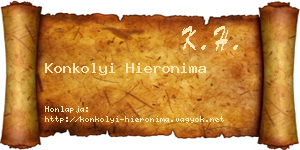 Konkolyi Hieronima névjegykártya